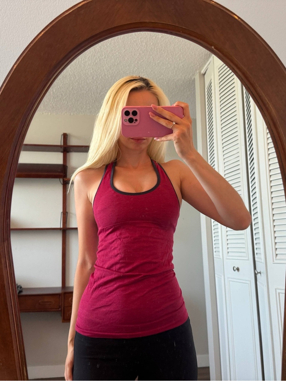 Y2K yoga style lululemon athletica Burgundy Racerback Tank with Black Trim